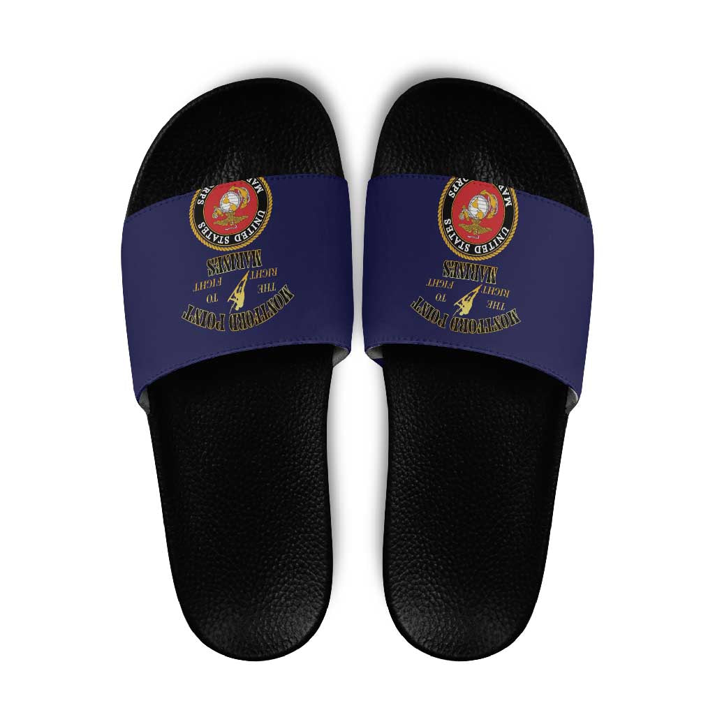 African American Marine Corps Legacy Slide Sandals Montford Point Heritage Navy Blue - Wonder Print Shop