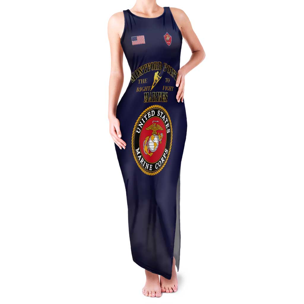 African American Marine Corps Legacy Tank Maxi Dress Montford Point Heritage Navy Blue - Wonder Print Shop