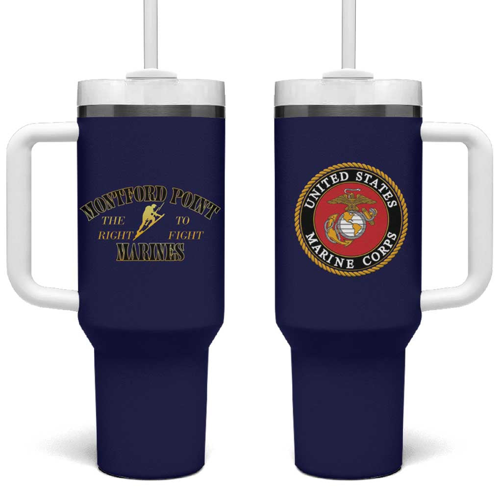 African American Marine Corps Legacy Tumbler With Handle Montford Point Heritage Navy Blue - Wonder Print Shop