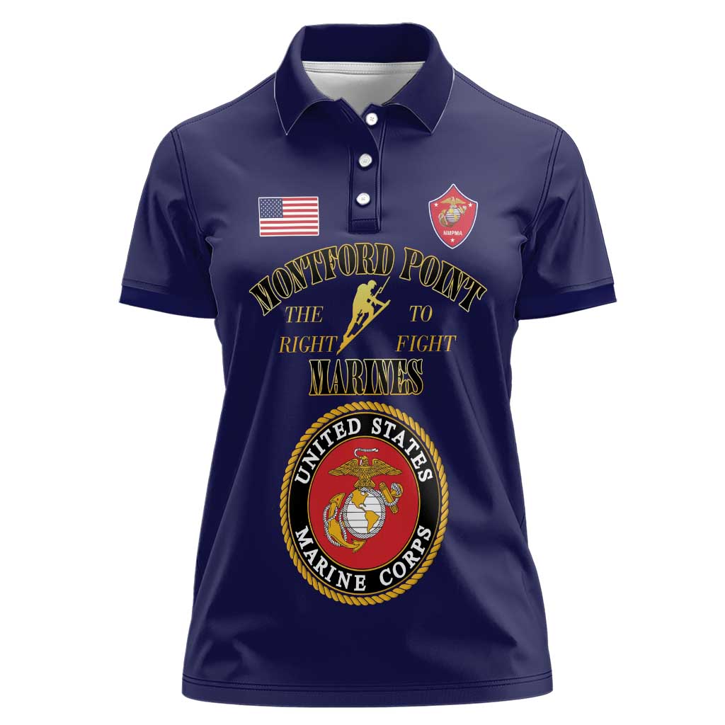 African American Marine Corps Legacy Women Polo Shirt Montford Point Heritage Navy Blue - Wonder Print Shop