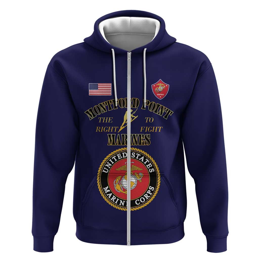 African American Marine Corps Legacy Zip Hoodie Montford Point Heritage Navy Blue - Wonder Print Shop