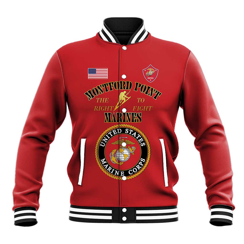 African American Marine Corps Legacy Baseball Jacket Montford Point Heritage Red - Wonder Print Shop