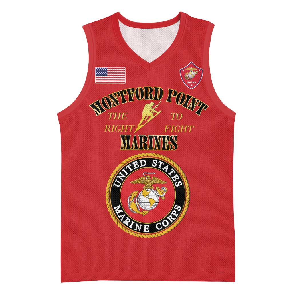 African American Marine Corps Legacy Basketball Jersey Montford Point Heritage Red - Wonder Print Shop
