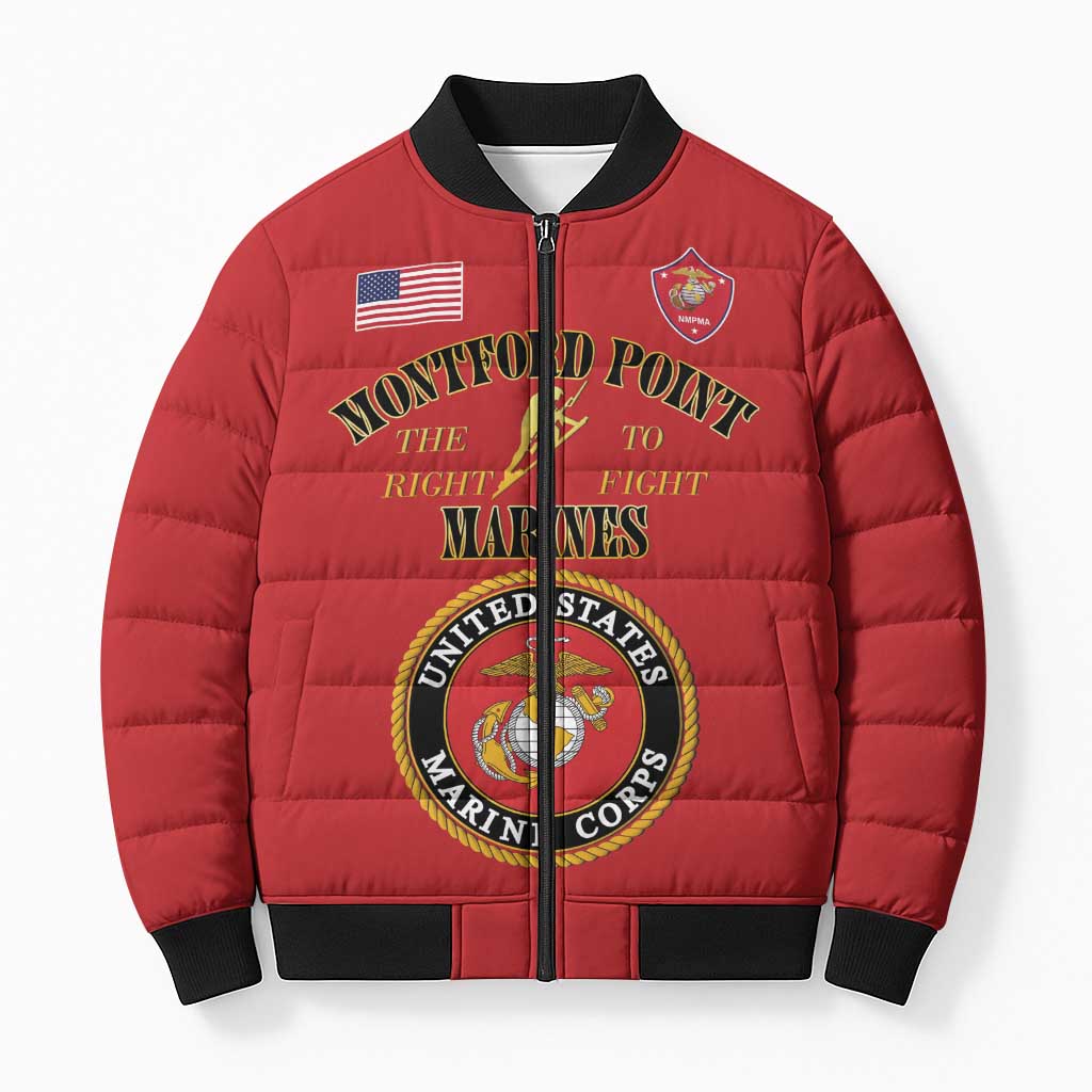 African American Marine Corps Legacy Bomber Puffer Jacket Montford Point Heritage Red - Wonder Print Shop