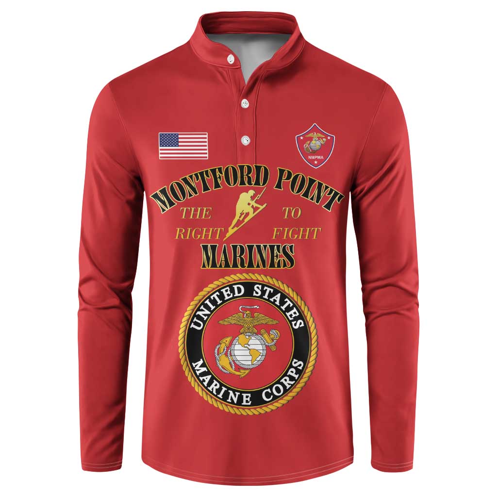 African American Marine Corps Legacy Button Sweatshirt Montford Point Heritage Red - Wonder Print Shop