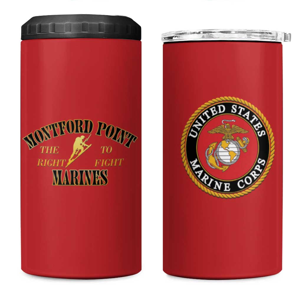 African American Marine Corps Legacy 4 in 1 Can Cooler Tumbler Montford Point Heritage Red - Wonder Print Shop