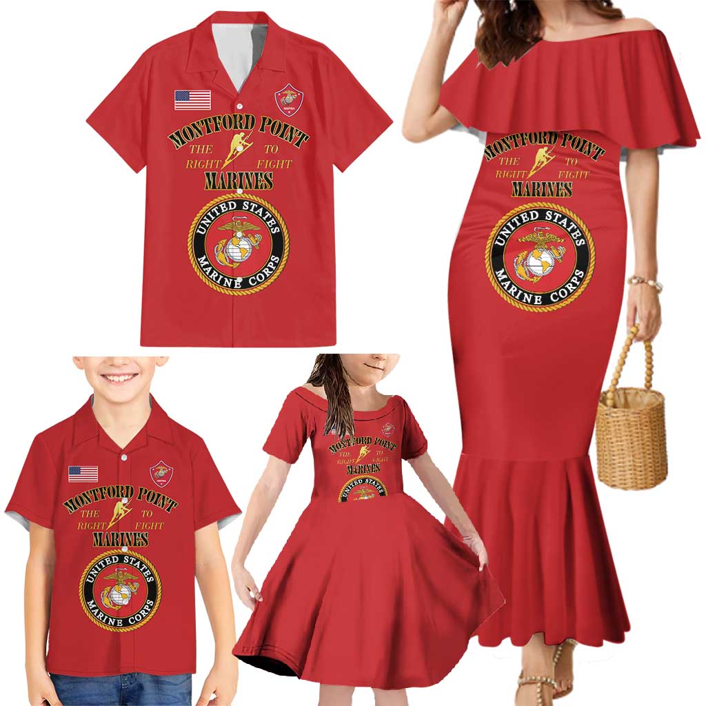 African American Marine Corps Legacy Family Matching Mermaid Dress and Hawaiian Shirt Montford Point Heritage Red - Wonder Print Shop