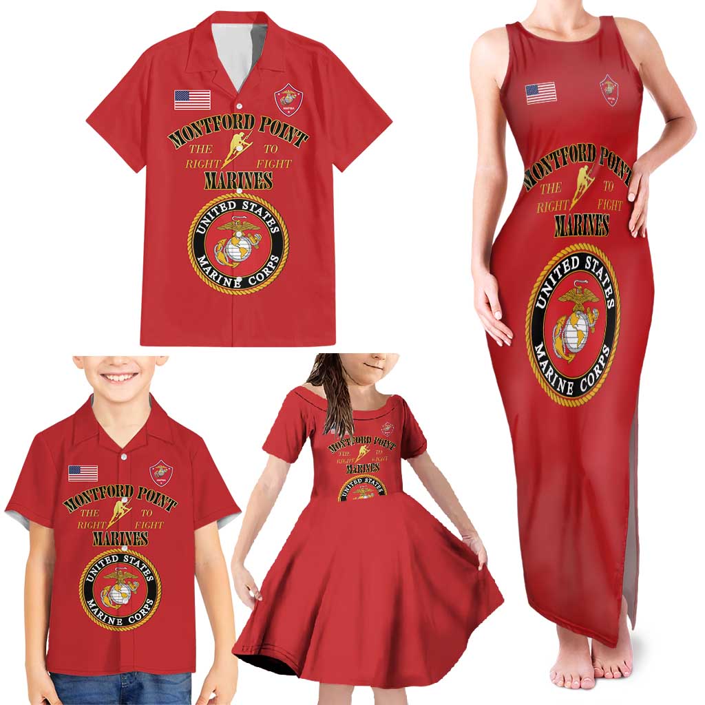 African American Marine Corps Legacy Family Matching Tank Maxi Dress and Hawaiian Shirt Montford Point Heritage Red - Wonder Print Shop