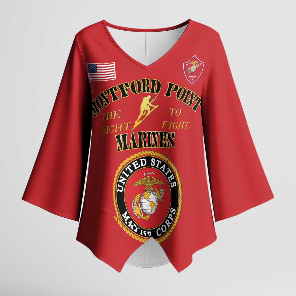 African American Marine Corps Legacy Kimono Sleeve Blouse Montford Point Heritage Red - Wonder Print Shop