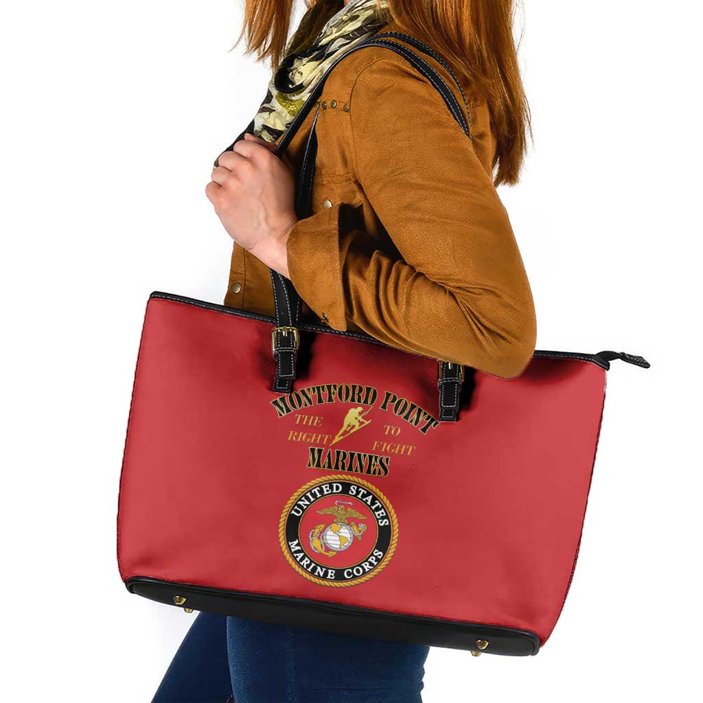 African American Marine Corps Legacy Leather Tote Bag Montford Point Heritage Red - Wonder Print Shop