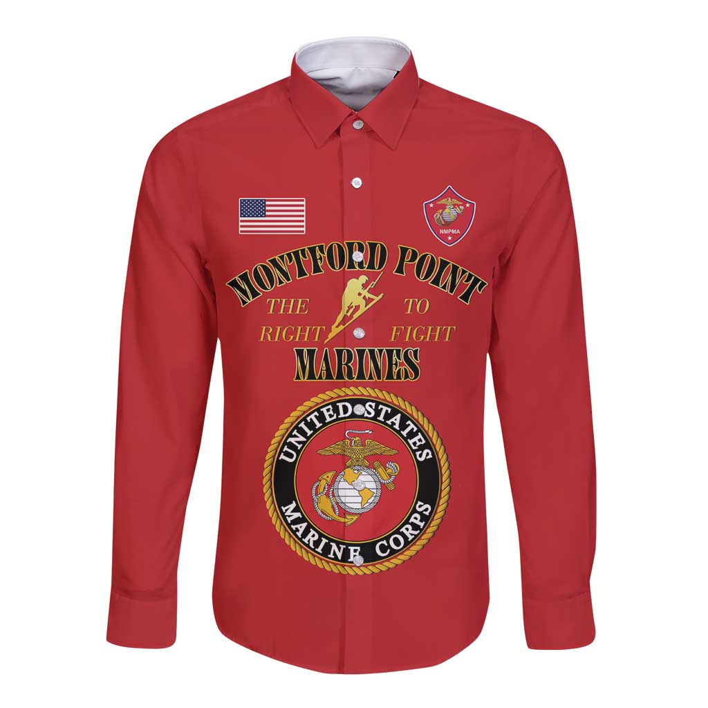 African American Marine Corps Legacy Long Sleeve Button Shirt Montford Point Heritage Red - Wonder Print Shop