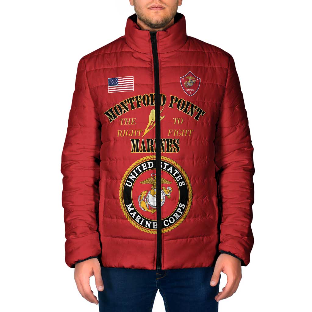African American Marine Corps Legacy Padded Jacket Montford Point Heritage Red - Wonder Print Shop