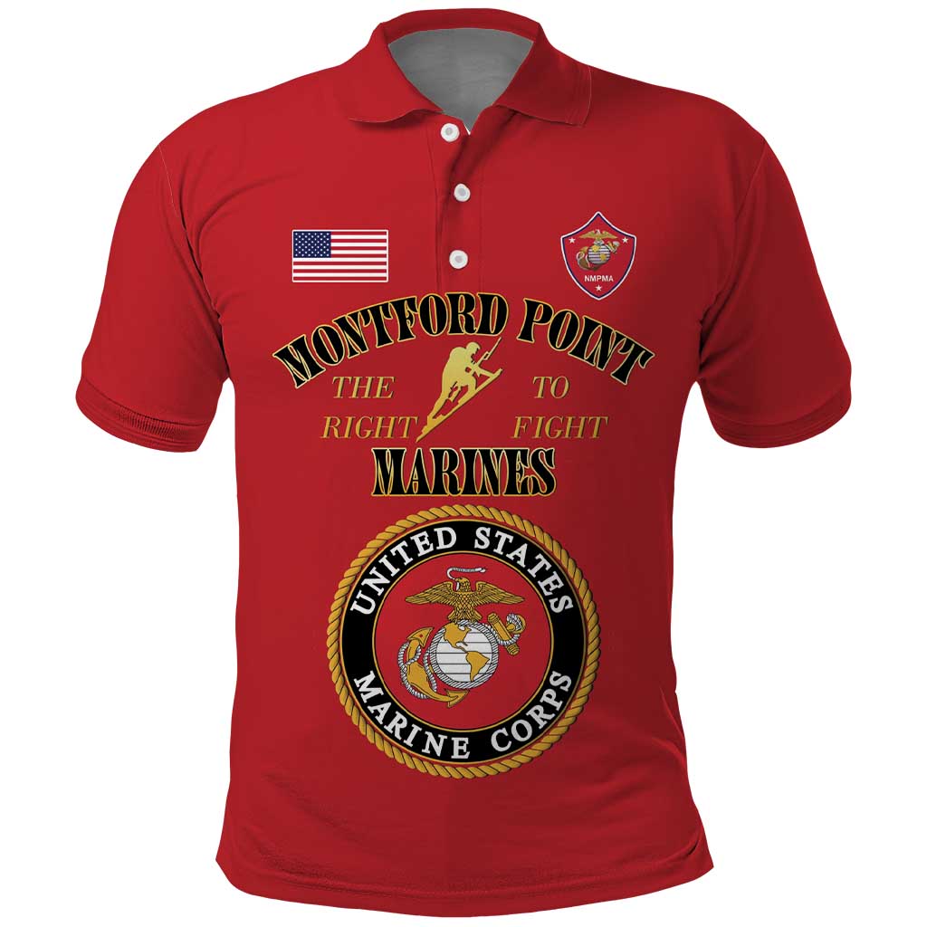 African American Marine Corps Legacy Polo Shirt Montford Point Heritage Red - Wonder Print Shop