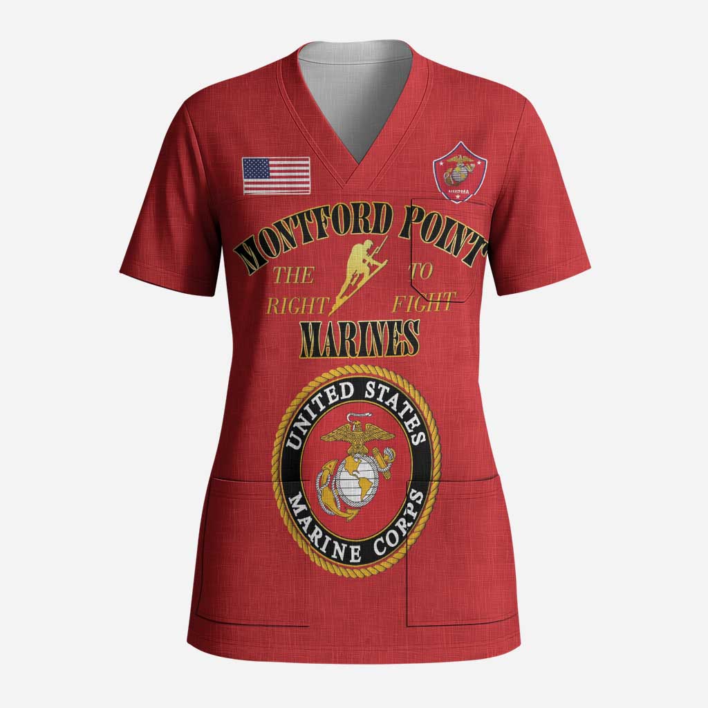 African American Marine Corps Legacy Scrub Top Montford Point Heritage Red - Wonder Print Shop