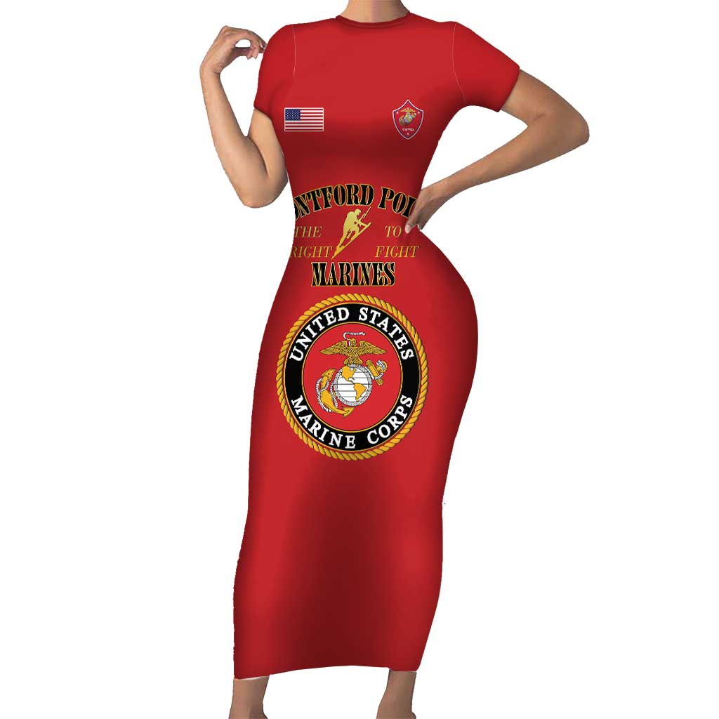 African American Marine Corps Legacy Short Sleeve Bodycon Dress Montford Point Heritage Red - Wonder Print Shop