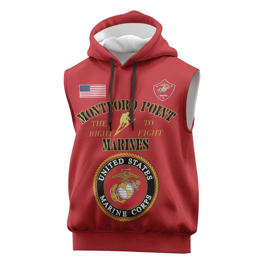 African American Marine Corps Legacy Sleeveless Hoodie Montford Point Heritage Red - Wonder Print Shop