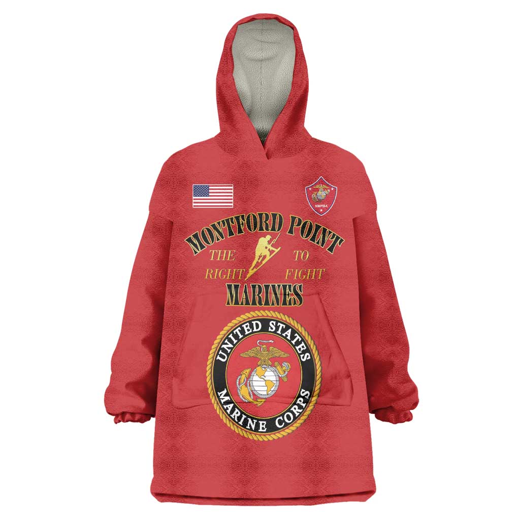 African American Marine Corps Legacy Wearable Blanket Hoodie Montford Point Heritage Red - Wonder Print Shop