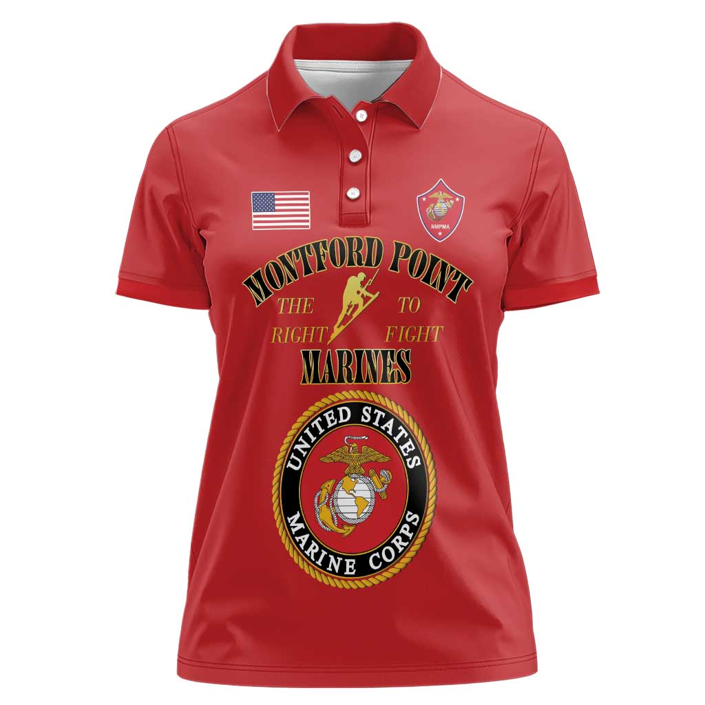 African American Marine Corps Legacy Women Polo Shirt Montford Point Heritage Red - Wonder Print Shop