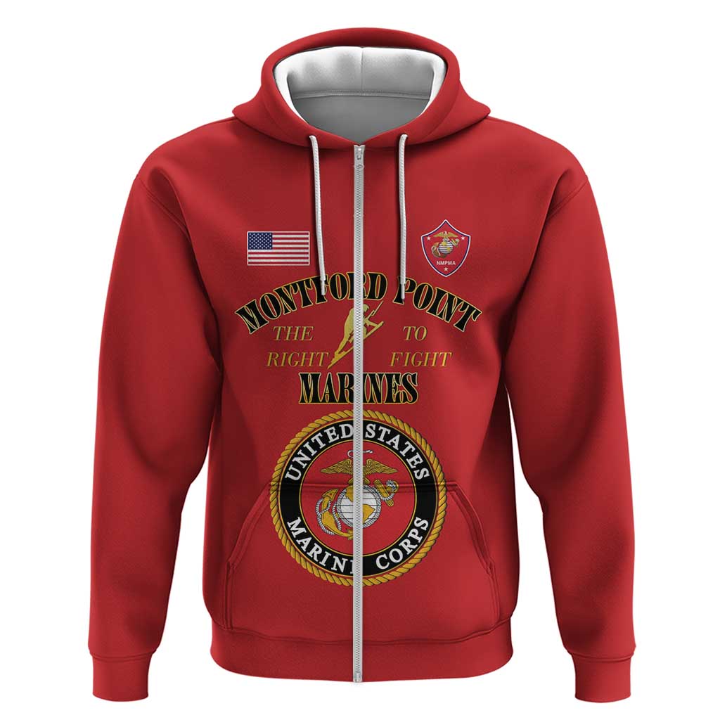 African American Marine Corps Legacy Zip Hoodie Montford Point Heritage Red - Wonder Print Shop