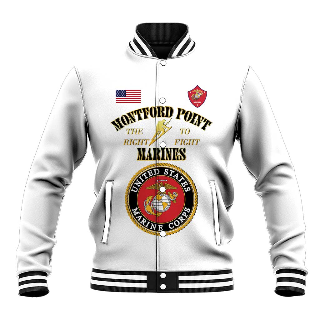 African American Marine Corps Legacy Baseball Jacket Montford Point Heritage White - Wonder Print Shop