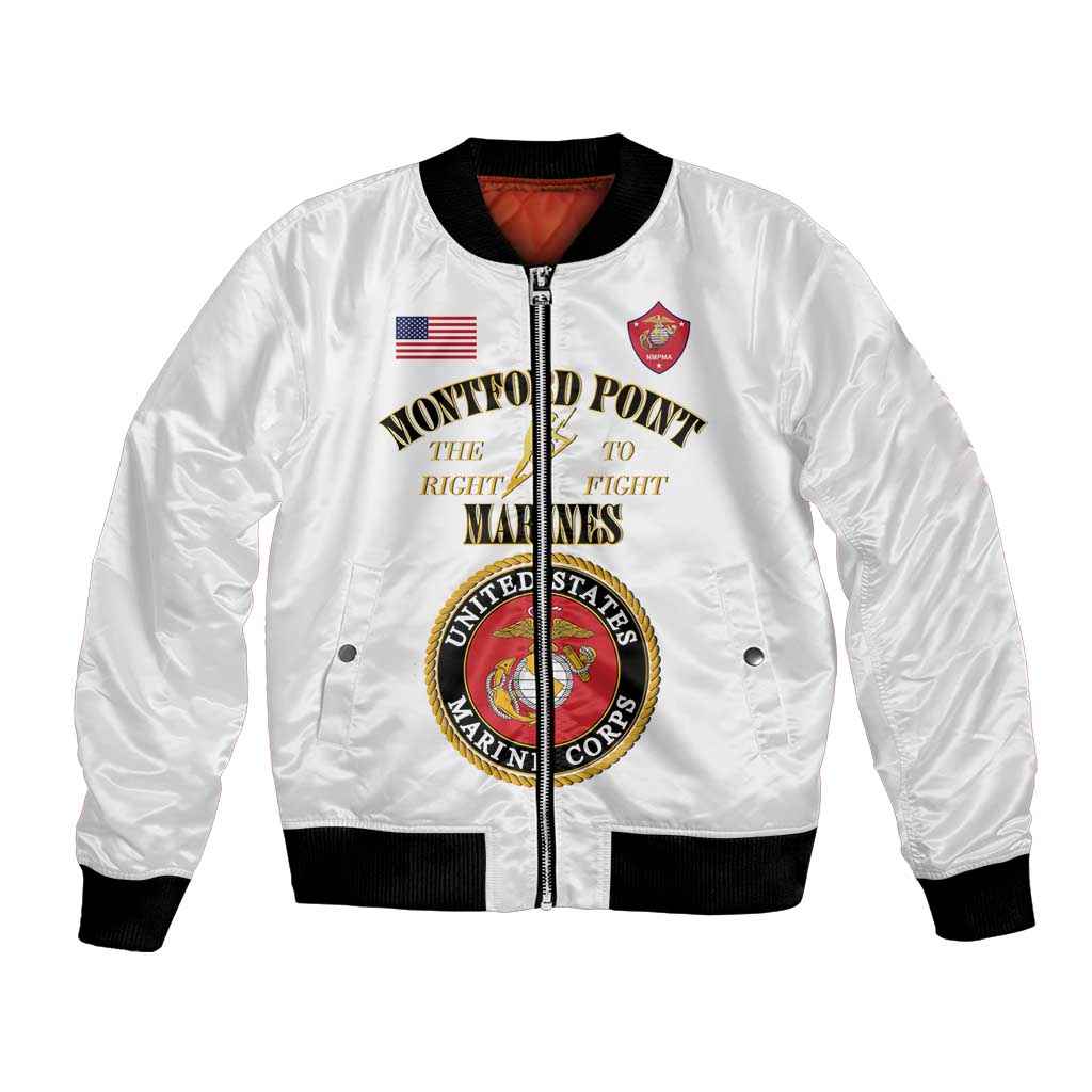 African American Marine Corps Legacy Bomber Jacket Montford Point Heritage White - Wonder Print Shop