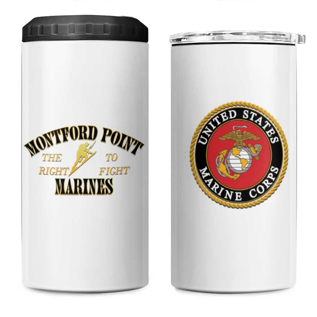 African American Marine Corps Legacy 4 in 1 Can Cooler Tumbler Montford Point Heritage White - Wonder Print Shop