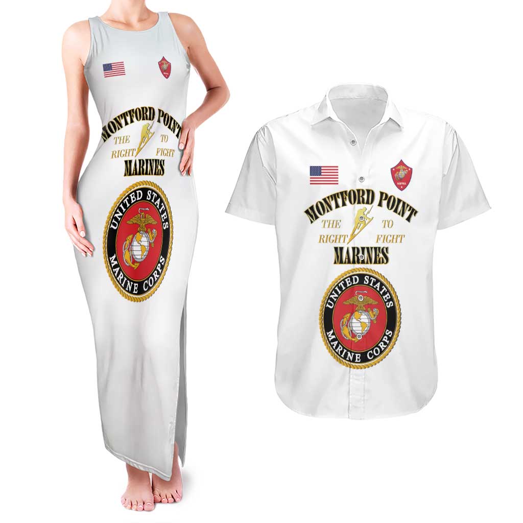 African American Marine Corps Legacy Couples Matching Tank Maxi Dress and Hawaiian Shirt Montford Point Heritage White - Wonder Print Shop
