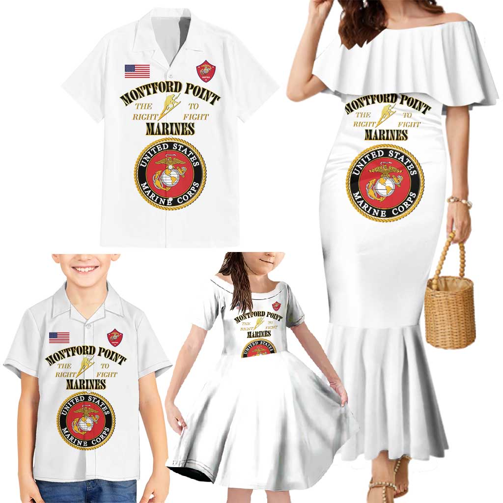 African American Marine Corps Legacy Family Matching Mermaid Dress and Hawaiian Shirt Montford Point Heritage White - Wonder Print Shop