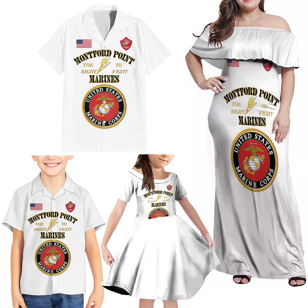 African American Marine Corps Legacy Family Matching Off Shoulder Maxi Dress and Hawaiian Shirt Montford Point Heritage White - Wonder Print Shop