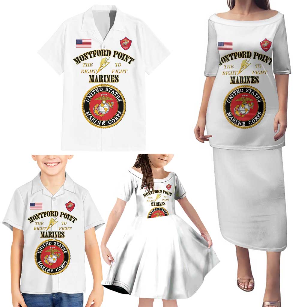 African American Marine Corps Legacy Family Matching Puletasi and Hawaiian Shirt Montford Point Heritage White - Wonder Print Shop