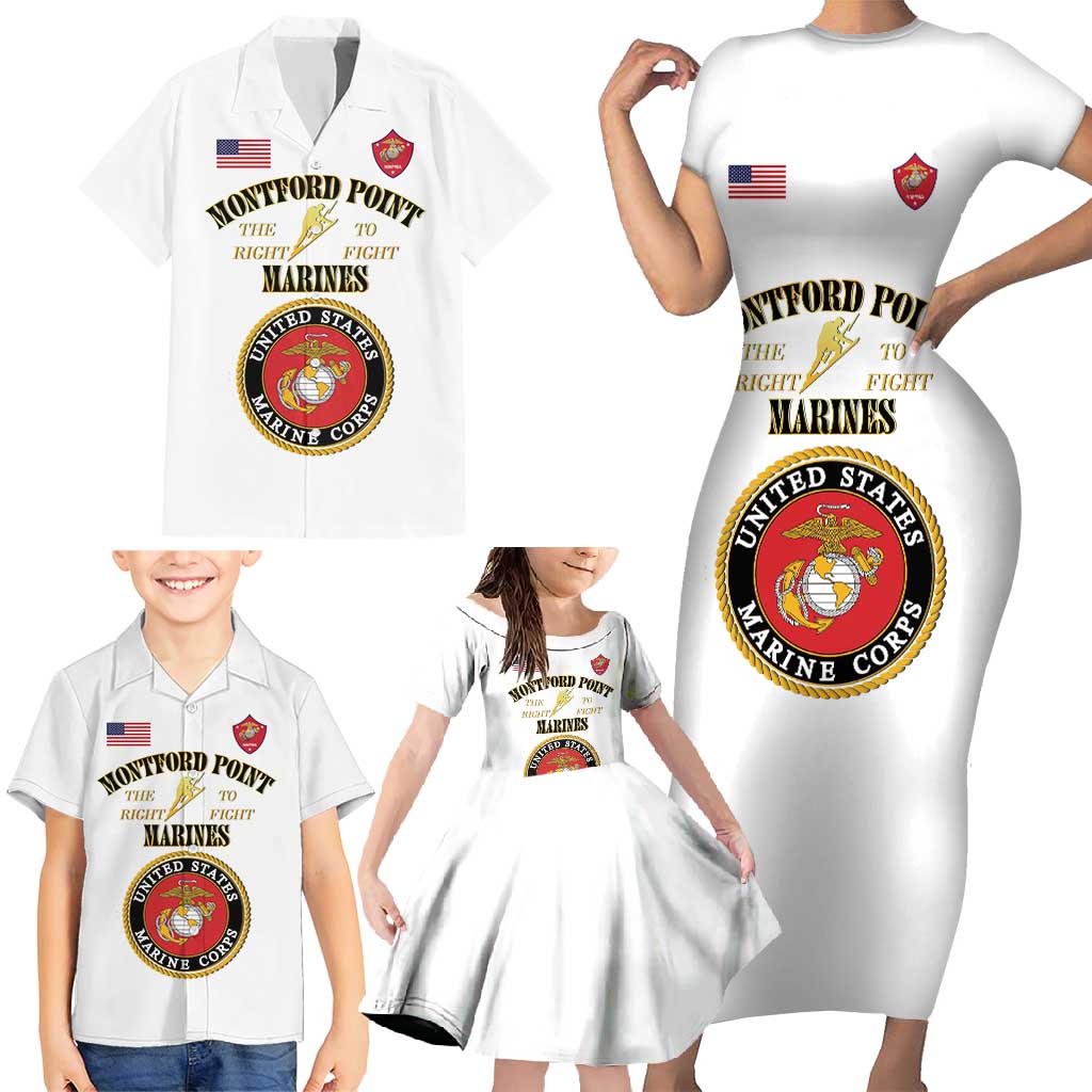 African American Marine Corps Legacy Family Matching Short Sleeve Bodycon Dress and Hawaiian Shirt Montford Point Heritage White - Wonder Print Shop