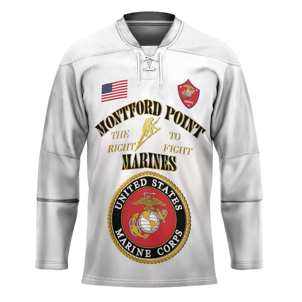 African American Marine Corps Legacy Hockey Jersey Montford Point Heritage White - Wonder Print Shop