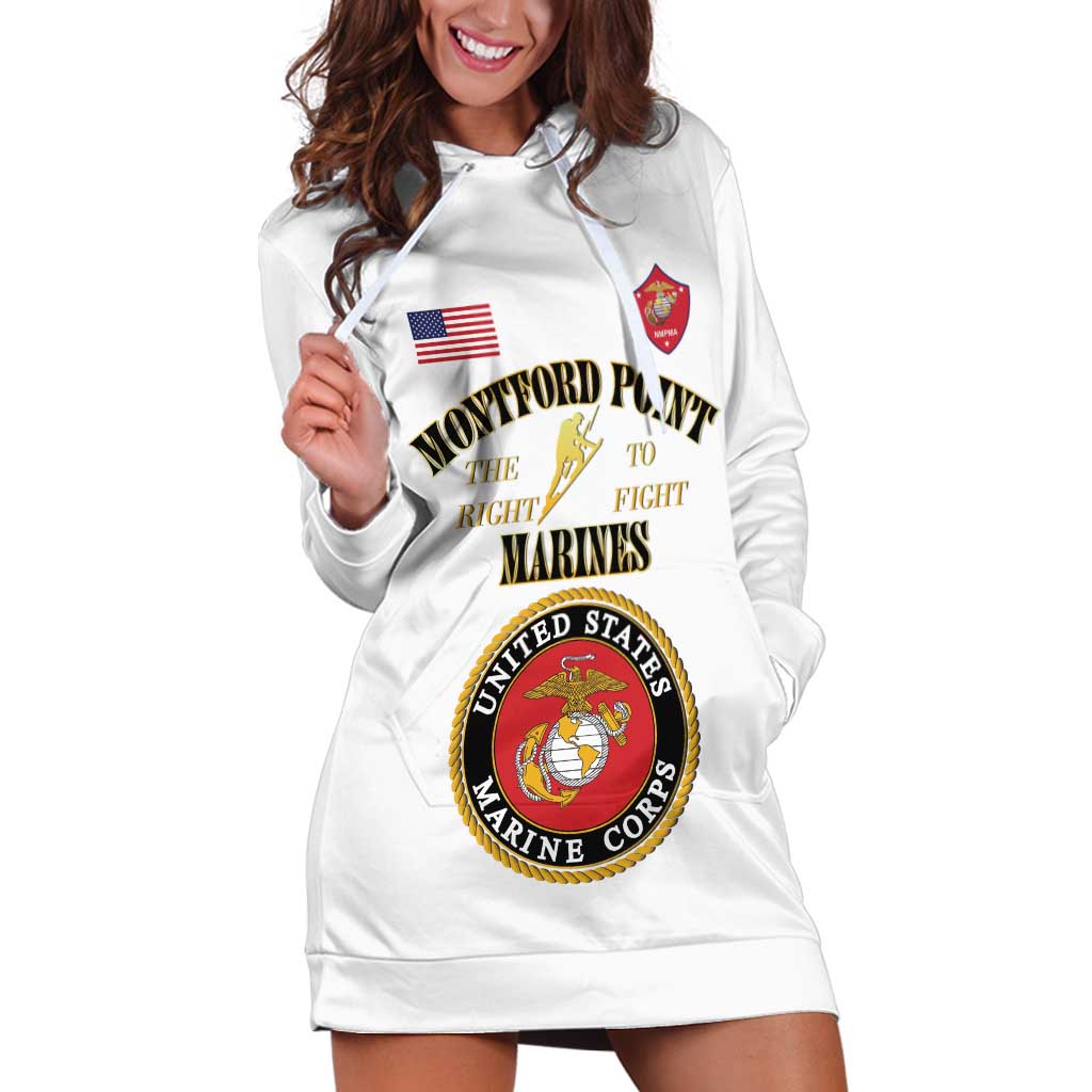 African American Marine Corps Legacy Hoodie Dress Montford Point Heritage White - Wonder Print Shop