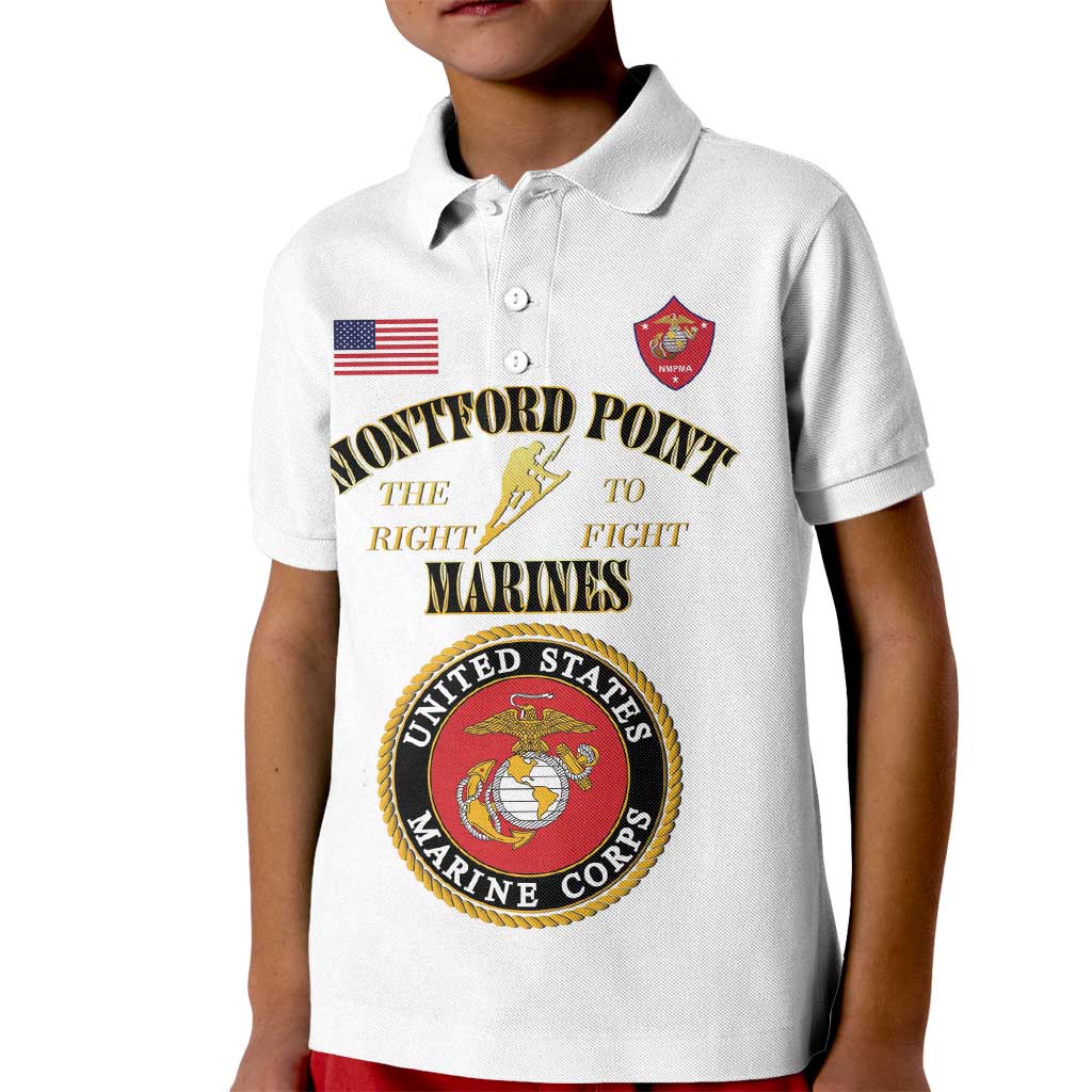 African American Marine Corps Legacy Kid Polo Shirt Montford Point Heritage White - Wonder Print Shop