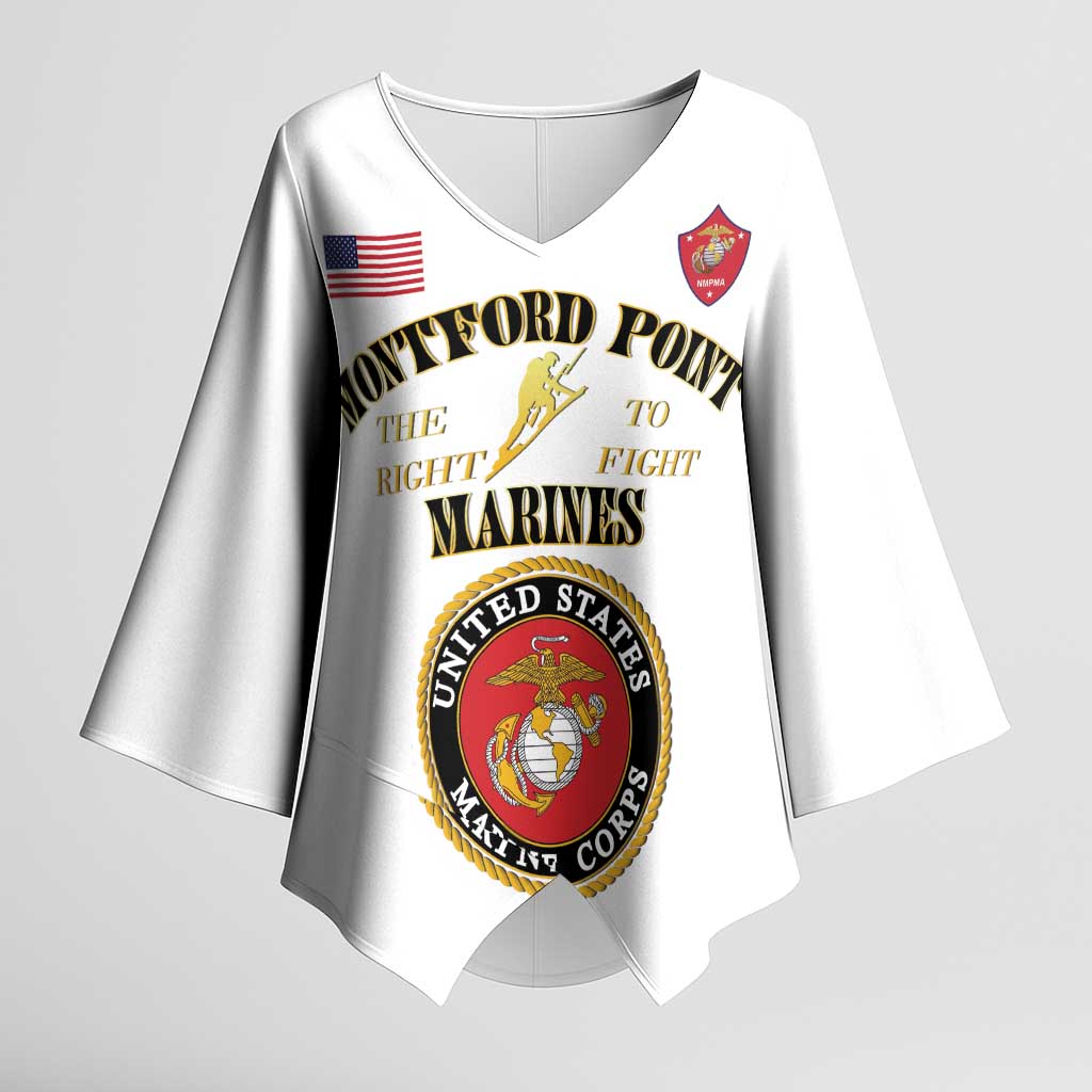 African American Marine Corps Legacy Kimono Sleeve Blouse Montford Point Heritage White - Wonder Print Shop