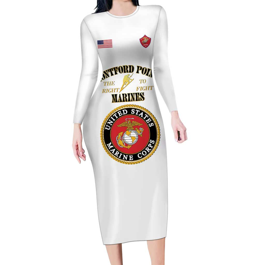 African American Marine Corps Legacy Long Sleeve Bodycon Dress Montford Point Heritage White - Wonder Print Shop