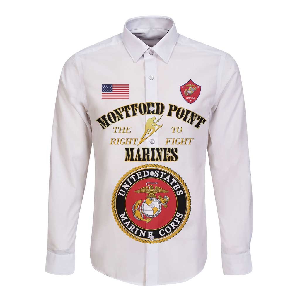 African American Marine Corps Legacy Long Sleeve Button Shirt Montford Point Heritage White - Wonder Print Shop