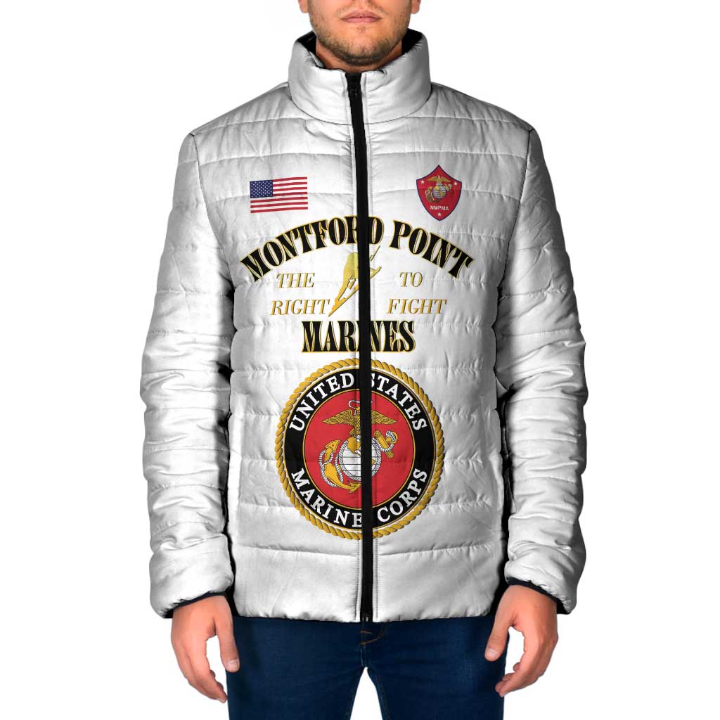 African American Marine Corps Legacy Padded Jacket Montford Point Heritage White - Wonder Print Shop