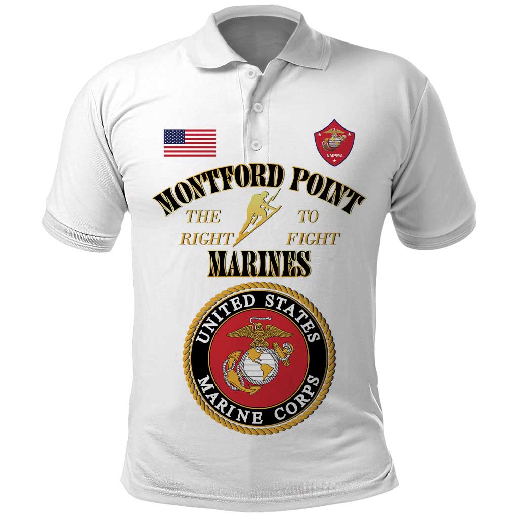 African American Marine Corps Legacy Polo Shirt Montford Point Heritage White - Wonder Print Shop