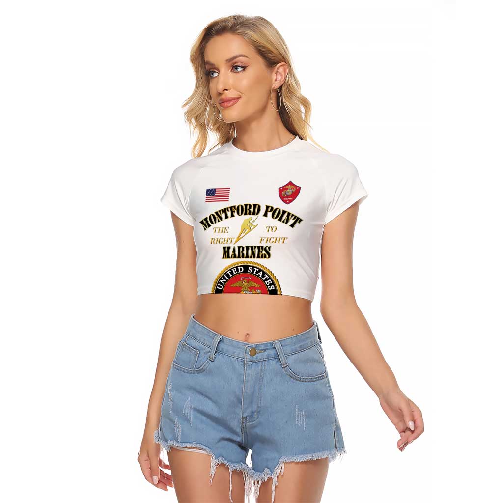 African American Marine Corps Legacy Raglan Cropped T Shirt Montford Point Heritage White - Wonder Print Shop