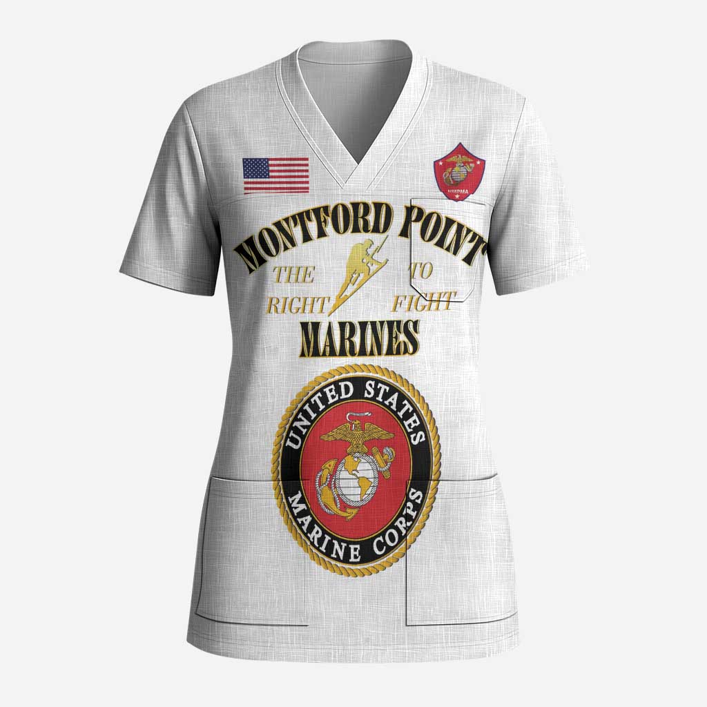 African American Marine Corps Legacy Scrub Top Montford Point Heritage White - Wonder Print Shop