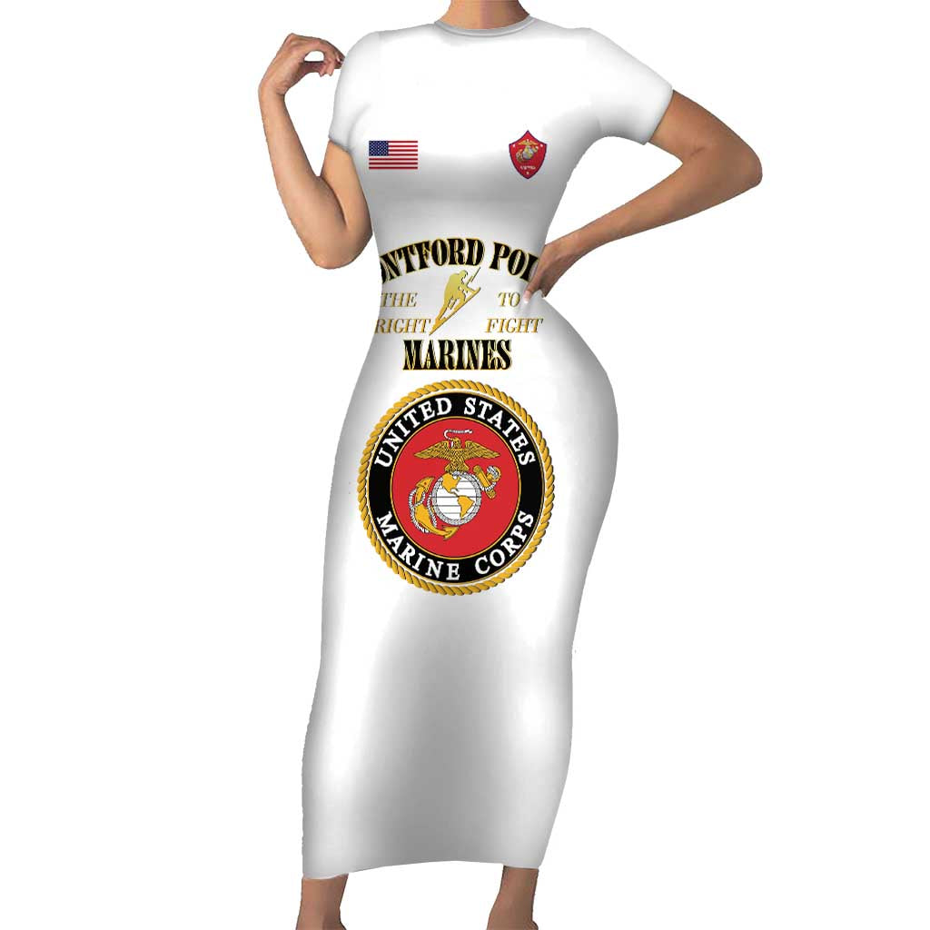 African American Marine Corps Legacy Short Sleeve Bodycon Dress Montford Point Heritage White - Wonder Print Shop
