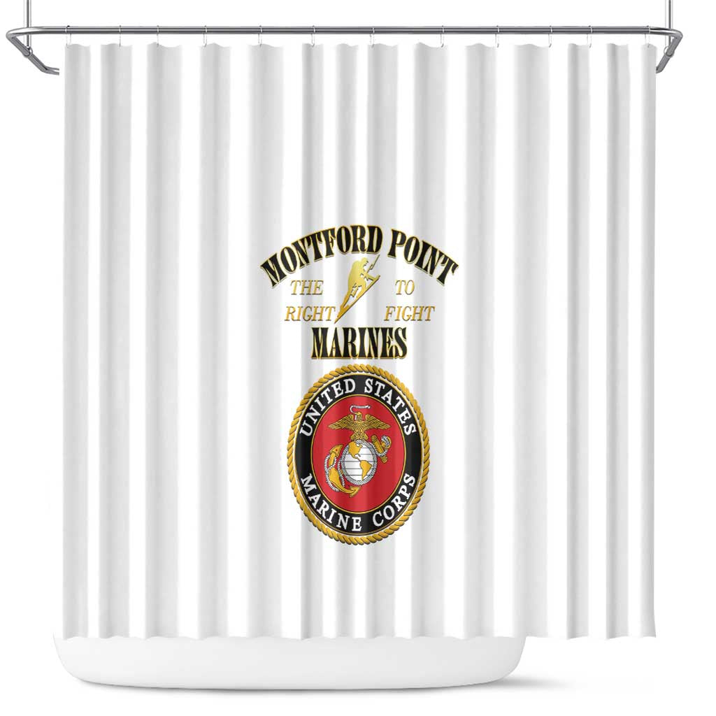 African American Marine Corps Legacy Shower Curtain Montford Point Heritage White - Wonder Print Shop