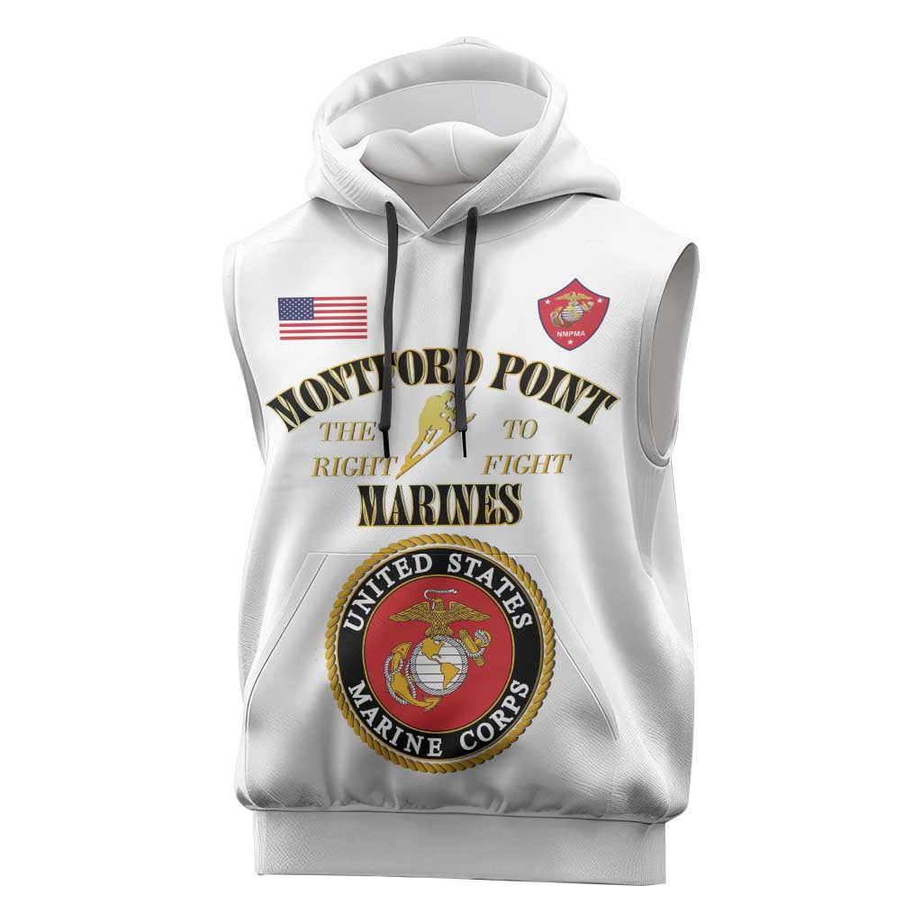 African American Marine Corps Legacy Sleeveless Hoodie Montford Point Heritage White - Wonder Print Shop