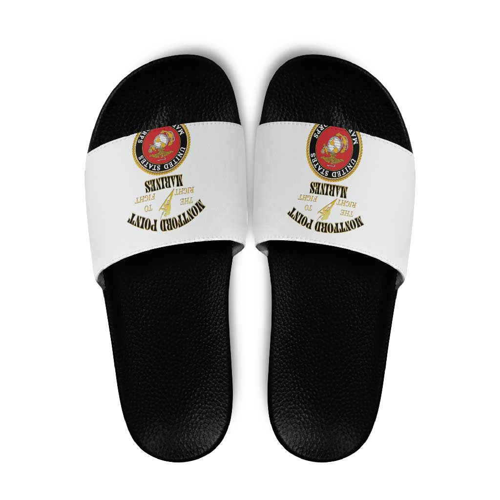 African American Marine Corps Legacy Slide Sandals Montford Point Heritage White - Wonder Print Shop