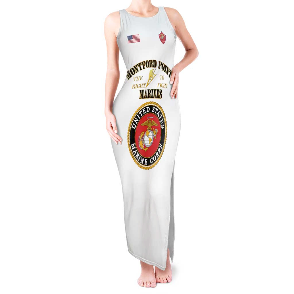 African American Marine Corps Legacy Tank Maxi Dress Montford Point Heritage White - Wonder Print Shop