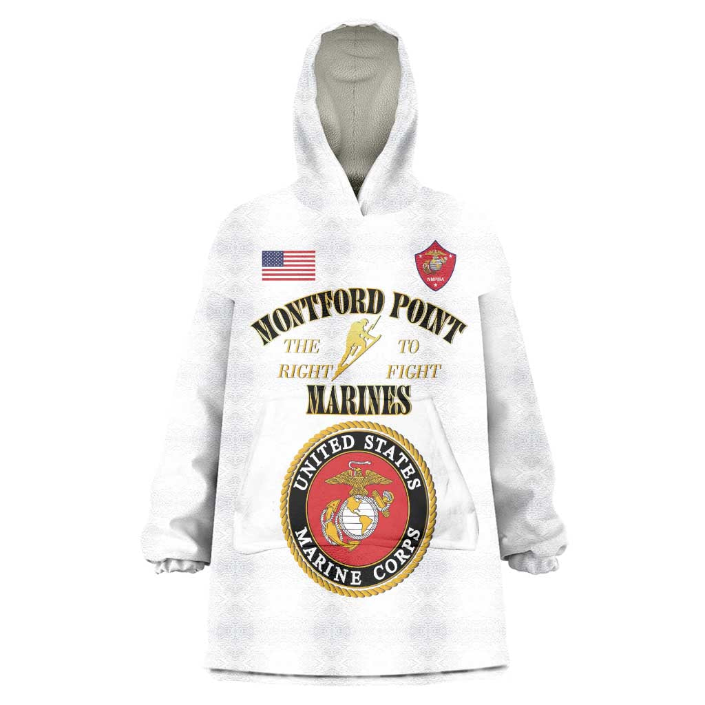 African American Marine Corps Legacy Wearable Blanket Hoodie Montford Point Heritage White - Wonder Print Shop