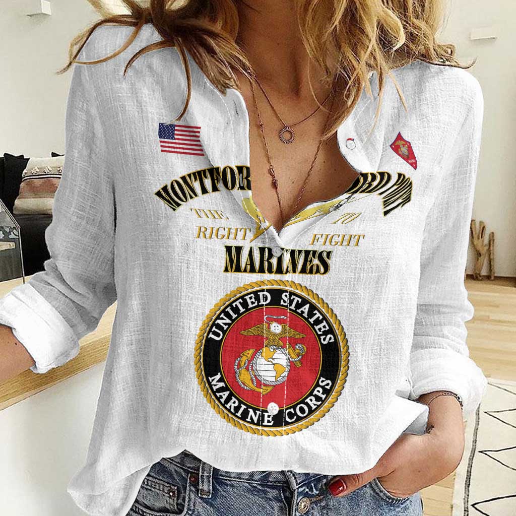African American Marine Corps Legacy Women Casual Shirt Montford Point Heritage White - Wonder Print Shop