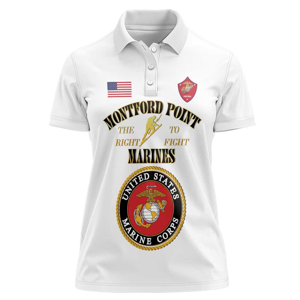 African American Marine Corps Legacy Women Polo Shirt Montford Point Heritage White - Wonder Print Shop