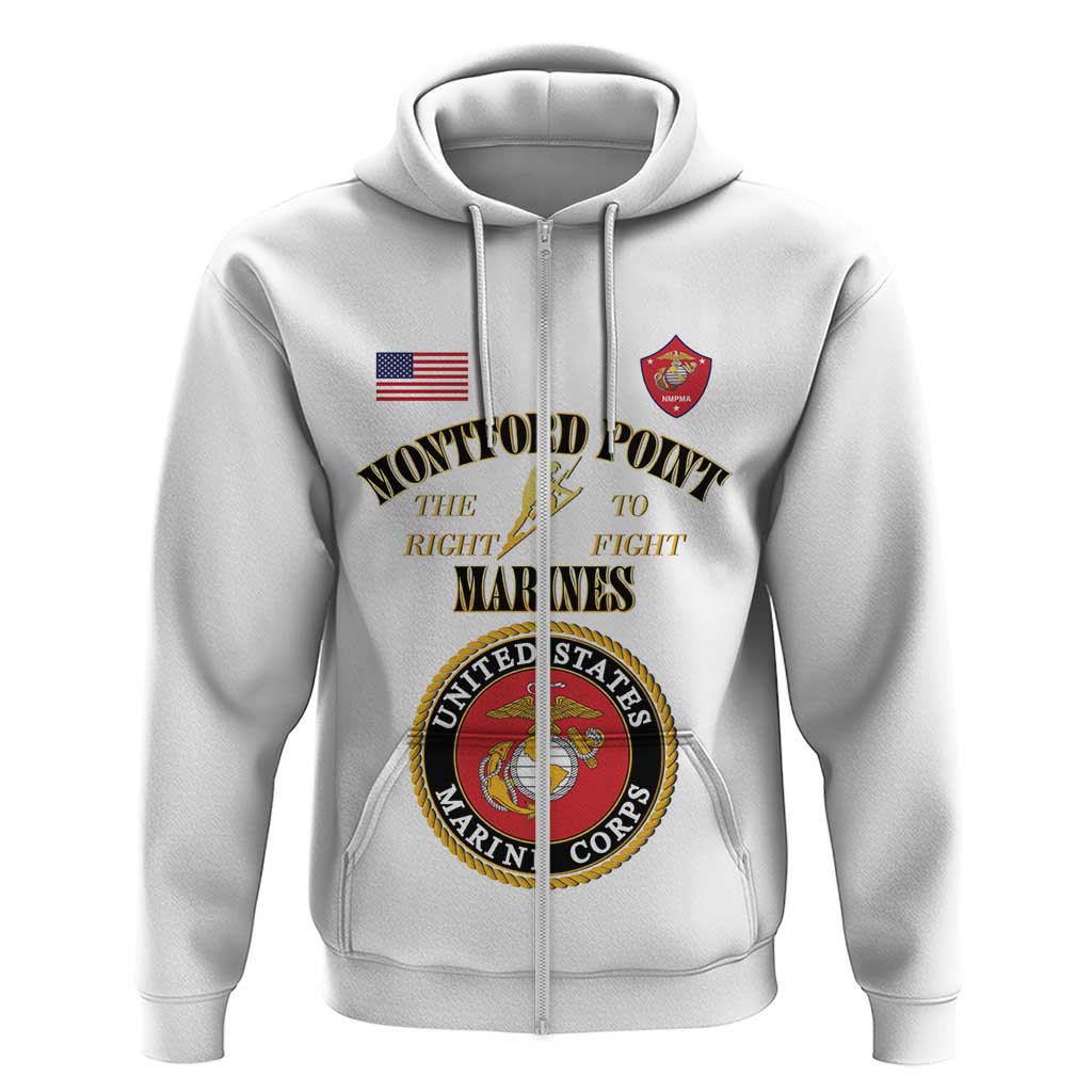 African American Marine Corps Legacy Zip Hoodie Montford Point Heritage White - Wonder Print Shop